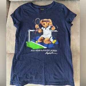 Ralph Lauren Kids Navy Blue Polo Bear T-Shirt US Open. Size Medium (8-10)